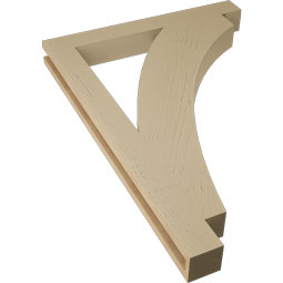 Ekena Millwork - BKTUR035X30X42THR05RCPR - Timberthane Faux Wood Thorton Style Bracket, Block Ends, 3 1/2"W x 30"D x 42"H, Primed Tan