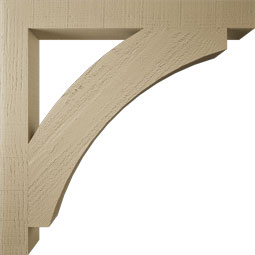 Ekena Millwork - BKTUR035X32X32THR05RCPR - Timberthane Faux Wood Thorton Style Bracket, Block Ends, 3 1/2"W x 32"D x 32"H, Primed Tan