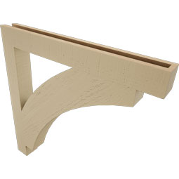 Ekena Millwork - BKTUR035X32X32THR05RCPR - Timberthane Faux Wood Thorton Style Bracket, Block Ends, 3 1/2"W x 32"D x 32"H, Primed Tan