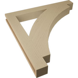 Ekena Millwork - BKTUR035X32X32THR05RCPR - Timberthane Faux Wood Thorton Style Bracket, Block Ends, 3 1/2"W x 32"D x 32"H, Primed Tan