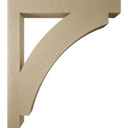 Ekena Millwork - BKTUR035X32X36THR05RCPR - Timberthane Faux Wood Thorton Style Bracket, Block Ends, 3 1/2"W x 32"D x 36"H, Primed Tan