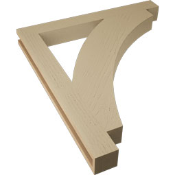 Ekena Millwork - BKTUR035X32X36THR05RCPR - Timberthane Faux Wood Thorton Style Bracket, Block Ends, 3 1/2"W x 32"D x 36"H, Primed Tan
