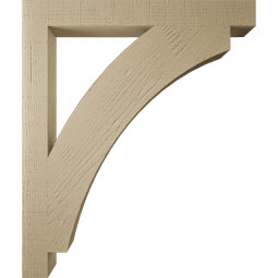 Ekena Millwork - BKTUR035X32X38THR05RCPR - Timberthane Faux Wood Thorton Style Bracket, Block Ends, 3 1/2"W x 32"D x 38"H, Primed Tan