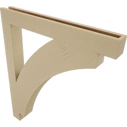 Ekena Millwork - BKTUR035X32X38THR05RCPR - Timberthane Faux Wood Thorton Style Bracket, Block Ends, 3 1/2"W x 32"D x 38"H, Primed Tan