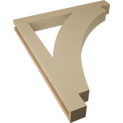 Ekena Millwork - BKTUR035X32X38THR05RCPR - Timberthane Faux Wood Thorton Style Bracket, Block Ends, 3 1/2"W x 32"D x 38"H, Primed Tan