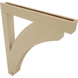 Ekena Millwork - BKTUR035X32X40THR05RCPR - Timberthane Faux Wood Thorton Style Bracket, Block Ends, 3 1/2"W x 32"D x 40"H, Primed Tan