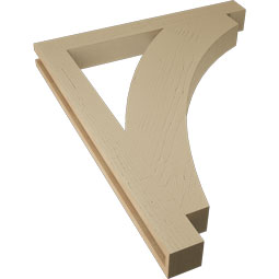 Ekena Millwork - BKTUR035X32X40THR05RCPR - Timberthane Faux Wood Thorton Style Bracket, Block Ends, 3 1/2"W x 32"D x 40"H, Primed Tan