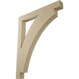 Ekena Millwork - BKTUR035X32X40THR05RCPR - Timberthane Faux Wood Thorton Style Bracket, Block Ends, 3 1/2"W x 32"D x 40"H, Primed Tan