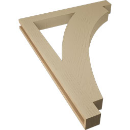 Ekena Millwork - BKTUR035X32X44THR05RCPR - Timberthane Faux Wood Thorton Style Bracket, Block Ends, 3 1/2"W x 32"D x 44"H, Primed Tan