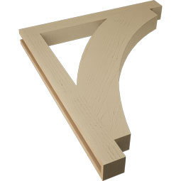 Ekena Millwork - BKTUR035X34X40THR05RCPR - Timberthane Faux Wood Thorton Style Bracket, Block Ends, 3 1/2"W x 34"D x 40"H, Primed Tan