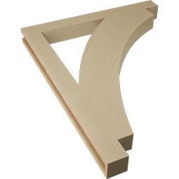 Ekena Millwork - BKTUR035X34X42THR05RCPR - Timberthane Faux Wood Thorton Style Bracket, Block Ends, 3 1/2"W x 34"D x 42"H, Primed Tan