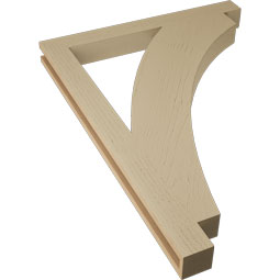 Ekena Millwork - BKTUR035X34X46THR05RCPR - Timberthane Faux Wood Thorton Style Bracket, Block Ends, 3 1/2"W x 34"D x 46"H, Primed Tan