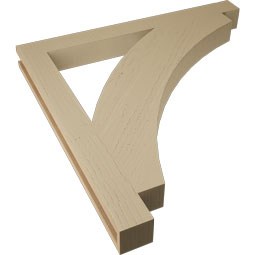 Ekena Millwork - BKTUR035X36X36THR05RCPR - Timberthane Faux Wood Thorton Style Bracket, Block Ends, 3 1/2"W x 36"D x 36"H, Primed Tan