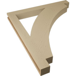 Ekena Millwork - BKTUR035X36X40THR05RCPR - Timberthane Faux Wood Thorton Style Bracket, Block Ends, 3 1/2"W x 36"D x 40"H, Primed Tan