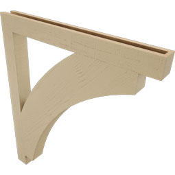 Ekena Millwork - BKTUR035X36X42THR05RCPR - Timberthane Faux Wood Thorton Style Bracket, Block Ends, 3 1/2"W x 36"D x 42"H, Primed Tan