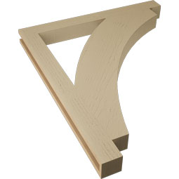 Ekena Millwork - BKTUR035X36X42THR05RCPR - Timberthane Faux Wood Thorton Style Bracket, Block Ends, 3 1/2"W x 36"D x 42"H, Primed Tan