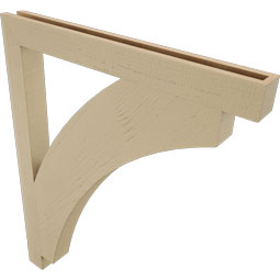 Ekena Millwork - BKTUR035X36X44THR05RCPR - Timberthane Faux Wood Thorton Style Bracket, Block Ends, 3 1/2"W x 36"D x 44"H, Primed Tan