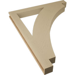 Ekena Millwork - BKTUR035X36X44THR05RCPR - Timberthane Faux Wood Thorton Style Bracket, Block Ends, 3 1/2"W x 36"D x 44"H, Primed Tan