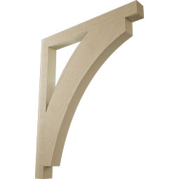 Ekena Millwork - BKTUR035X36X44THR05RCPR - Timberthane Faux Wood Thorton Style Bracket, Block Ends, 3 1/2"W x 36"D x 44"H, Primed Tan