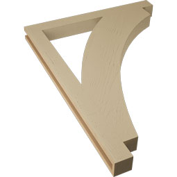 Ekena Millwork - BKTUR035X36X48THR05RCPR - Timberthane Faux Wood Thorton Style Bracket, Block Ends, 3 1/2"W x 36"D x 48"H, Primed Tan