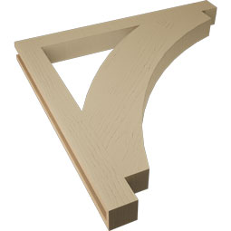 Ekena Millwork - BKTUR035X38X38THR05RCPR - Timberthane Faux Wood Thorton Style Bracket, Block Ends, 3 1/2"W x 38"D x 38"H, Primed Tan