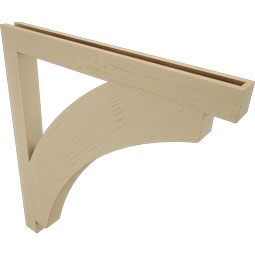 Ekena Millwork - BKTUR035X38X42THR05RCPR - Timberthane Faux Wood Thorton Style Bracket, Block Ends, 3 1/2"W x 38"D x 42"H, Primed Tan