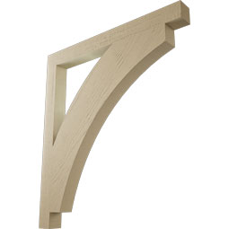 Ekena Millwork - BKTUR035X38X42THR05RCPR - Timberthane Faux Wood Thorton Style Bracket, Block Ends, 3 1/2"W x 38"D x 42"H, Primed Tan
