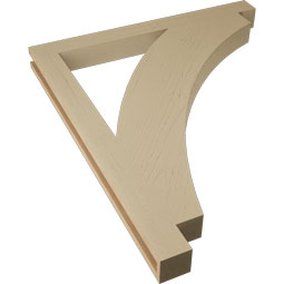 Ekena Millwork - BKTUR035X38X44THR05RCPR - Timberthane Faux Wood Thorton Style Bracket, Block Ends, 3 1/2"W x 38"D x 44"H, Primed Tan