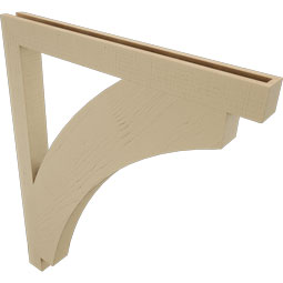 Ekena Millwork - BKTUR035X38X46THR05RCPR - Timberthane Faux Wood Thorton Style Bracket, Block Ends, 3 1/2"W x 38"D x 46"H, Primed Tan