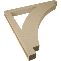 Ekena Millwork - BKTUR035X40X40THR05RCPR - Timberthane Faux Wood Thorton Style Bracket, Block Ends, 3 1/2"W x 40"D x 40"H, Primed Tan