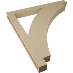 Ekena Millwork - BKTUR035X40X44THR05RCPR - Timberthane Faux Wood Thorton Style Bracket, Block Ends, 3 1/2"W x 40"D x 44"H, Primed Tan