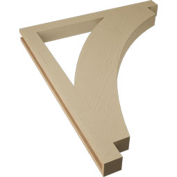 Ekena Millwork - BKTUR035X40X48THR05RCPR - Timberthane Faux Wood Thorton Style Bracket, Block Ends, 3 1/2"W x 40"D x 48"H, Primed Tan