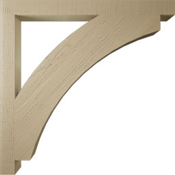 Ekena Millwork - BKTUR035X42X42THR05RCPR - Timberthane Faux Wood Thorton Style Bracket, Block Ends, 3 1/2"W x 42"D x 42"H, Primed Tan