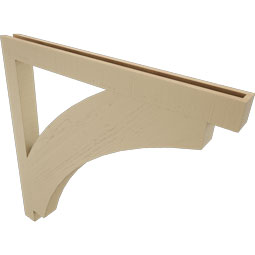 Ekena Millwork - BKTUR035X42X42THR05RCPR - Timberthane Faux Wood Thorton Style Bracket, Block Ends, 3 1/2"W x 42"D x 42"H, Primed Tan