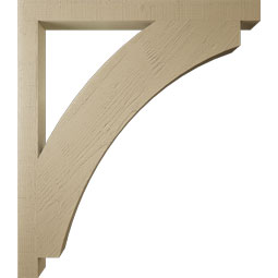 Ekena Millwork - BKTUR035X42X48THR05RCPR - Timberthane Faux Wood Thorton Style Bracket, Block Ends, 3 1/2"W x 42"D x 48"H, Primed Tan
