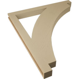 Ekena Millwork - BKTUR035X42X48THR05RCPR - Timberthane Faux Wood Thorton Style Bracket, Block Ends, 3 1/2"W x 42"D x 48"H, Primed Tan