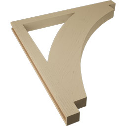 Ekena Millwork - BKTUR035X44X48THR05RCPR - Timberthane Faux Wood Thorton Style Bracket, Block Ends, 3 1/2"W x 44"D x 48"H, Primed Tan