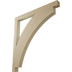 Ekena Millwork - BKTUR035X44X48THR05RCPR - Timberthane Faux Wood Thorton Style Bracket, Block Ends, 3 1/2"W x 44"D x 48"H, Primed Tan