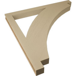 Ekena Millwork - BKTUR035X46X46THR05RCPR - Timberthane Faux Wood Thorton Style Bracket, Block Ends, 3 1/2"W x 46"D x 46"H, Primed Tan