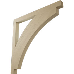 Ekena Millwork - BKTUR035X46X46THR05RCPR - Timberthane Faux Wood Thorton Style Bracket, Block Ends, 3 1/2"W x 46"D x 46"H, Primed Tan