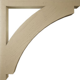 Ekena Millwork - BKTUR035X48X48THR05RCPR - Timberthane Faux Wood Thorton Style Bracket, Block Ends, 3 1/2"W x 48"D x 48"H, Primed Tan