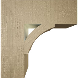 Ekena Millwork - BKTUR055X18X18THR05RCPR - Timberthane Faux Wood Thorton Style Bracket, Block Ends, 5 1/2"W x 18"D x 18"H, Primed Tan