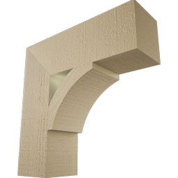 Ekena Millwork - BKTUR055X18X18THR05RCPR - Timberthane Faux Wood Thorton Style Bracket, Block Ends, 5 1/2"W x 18"D x 18"H, Primed Tan