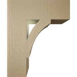 Ekena Millwork - BKTUR055X18X22THR05RCPR - Timberthane Faux Wood Thorton Style Bracket, Block Ends, 5 1/2"W x 18"D x 22"H, Primed Tan