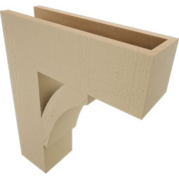Ekena Millwork - BKTUR055X18X22THR05RCPR - Timberthane Faux Wood Thorton Style Bracket, Block Ends, 5 1/2"W x 18"D x 22"H, Primed Tan