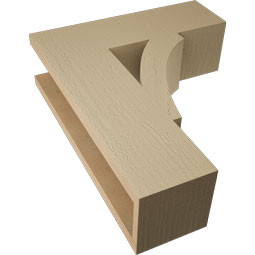 Ekena Millwork - BKTUR055X18X22THR05RCPR - Timberthane Faux Wood Thorton Style Bracket, Block Ends, 5 1/2"W x 18"D x 22"H, Primed Tan