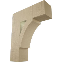 Ekena Millwork - BKTUR055X18X22THR05RCPR - Timberthane Faux Wood Thorton Style Bracket, Block Ends, 5 1/2"W x 18"D x 22"H, Primed Tan