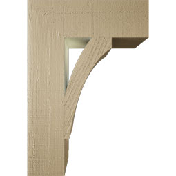 Ekena Millwork - BKTUR055X18X26THR05RCPR - Timberthane Faux Wood Thorton Style Bracket, Block Ends, 5 1/2"W x 18"D x 26"H, Primed Tan