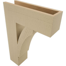 Ekena Millwork - BKTUR055X18X26THR05RCPR - Timberthane Faux Wood Thorton Style Bracket, Block Ends, 5 1/2"W x 18"D x 26"H, Primed Tan
