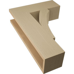 Ekena Millwork - BKTUR055X18X26THR05RCPR - Timberthane Faux Wood Thorton Style Bracket, Block Ends, 5 1/2"W x 18"D x 26"H, Primed Tan
